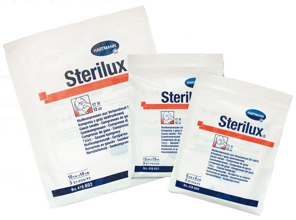 STERILUX Kompresy jałowe 17 nitek 12 warstw 10cm x 10cm 3 szt.