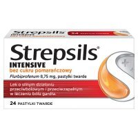 Strepsils Intensive smak pomarańczowy 24 tabletek do ssania bez cukru