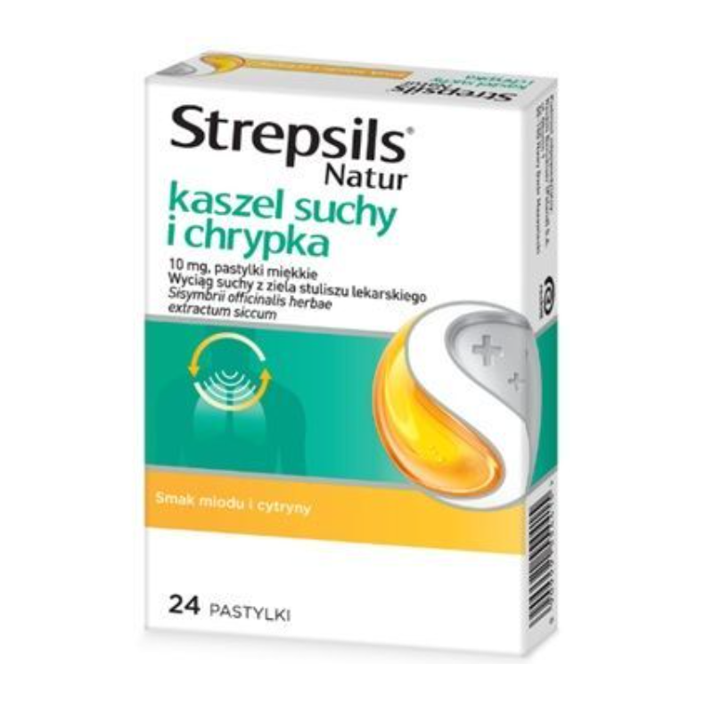 Strepsils Natur kaszel suchy i chrypka 10 mg pastylki miękkie, 24 szt.