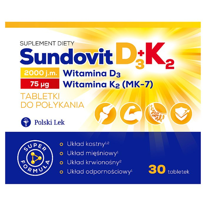 Sundovit D3+K2 tabletki, 30 szt.