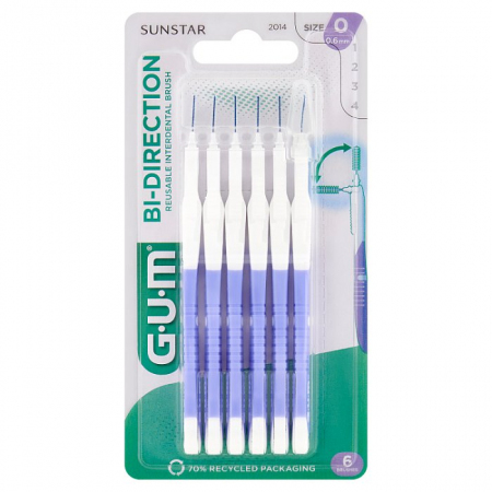 SUNSTAR GUM Bi-Direction Szczoteczki międzyzębowe 0,6mm 6 sztuk