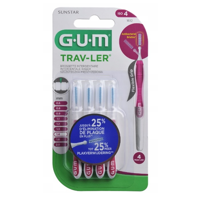 Sunstar Gum Trav-ler szczoteczki międzyzębowe 1,4 mm różowe, 4 szt.