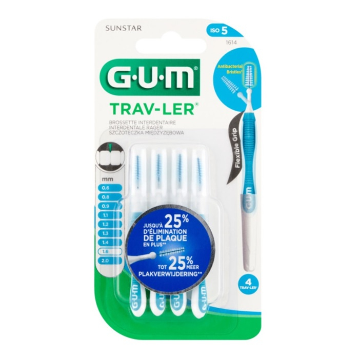Sunstar Gum Trav-ler szczoteczki międzyzębowe 1,6 mm niebieskie, 4 szt.