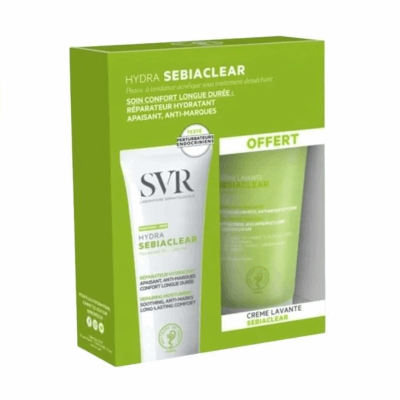 SVR Sebiaclear Zestaw (krem nawilżająco-regenerujący, 40 ml + krem do mycia twarzy i ciała, 55 ml), 1 szt.