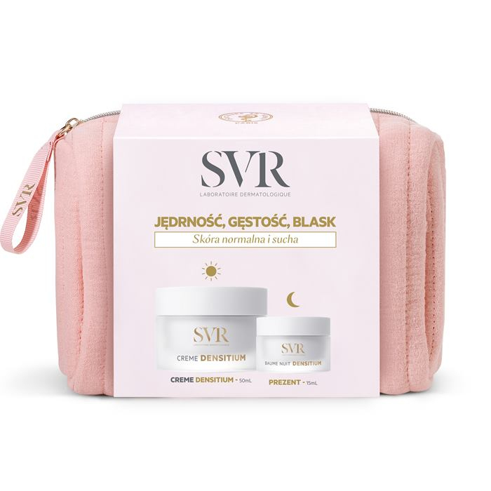 SVR Zestaw: Densitium krem odżywczy, 50 ml + balsam regenerujący na noc 15 ml + kosmetyczka