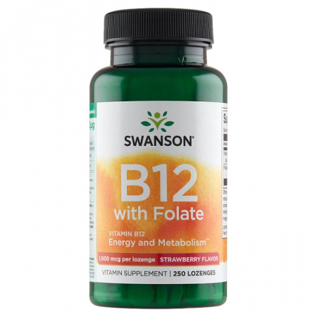 SWANSON Witamina B-12 1000 mcg z kwasem foliowym 250 tabletek do ssania