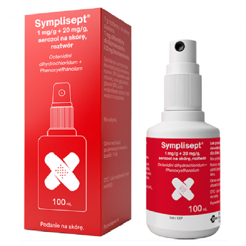 Symplisept 1 mg/g + 20 mg/g aerozol na skórę, 100 ml