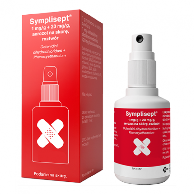 Symplisept 1 mg/g + 20 mg/g aerozol na skórę, 50 ml