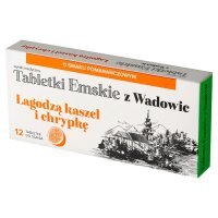 Tabletki Emskie z Wadowic o smaku pomarańczowym na kaszel i chrypkę, 12 szt.
