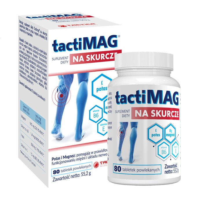 TactiMag na skurcze tabletki powlekane z magnezem i potasem, 80 szt.