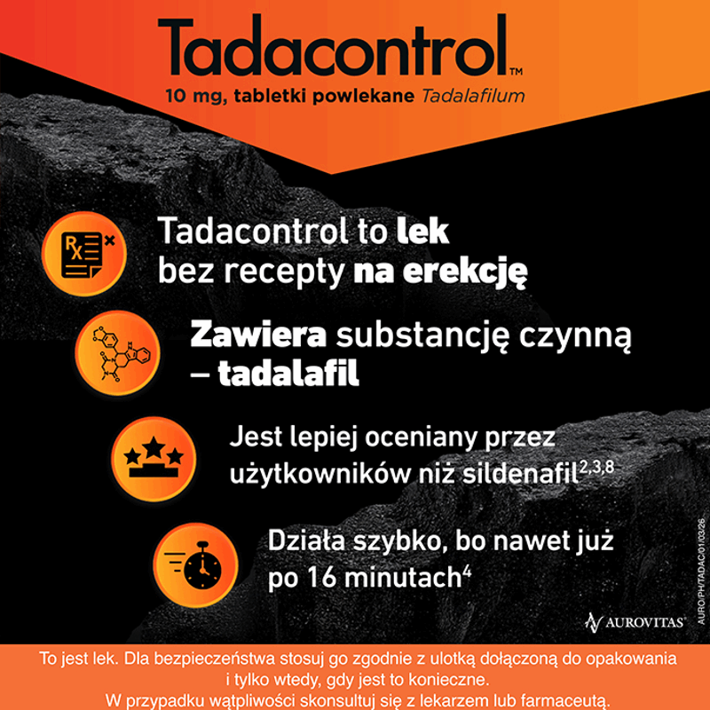 Tadacontrol 10 mg tabletki powlekane na erekcję, 2 szt.