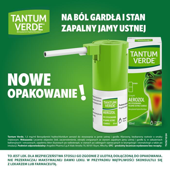 Tantum Verde 1,5 mg/ml aerozol do stosowania w jamie ustnej i gardle 30 ml