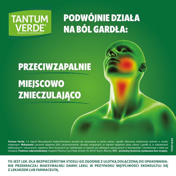 Tantum Verde 1,5 mg/ml aerozol do stosowania w jamie ustnej i gardle 30 ml
