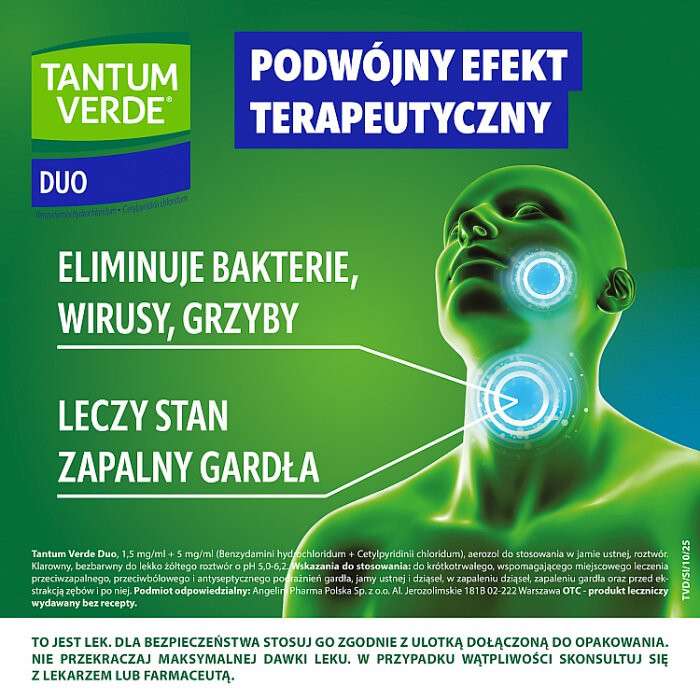 Tantum Verde Duo 1,5 mg/ml + 5 mg/ml aerozol do stosowania w jamie ustnej, 15 ml