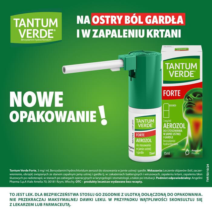 Tantum Verde Forte 3 mg/ml aerozol do stosowania w jamie ustnej i gardle 15 ml