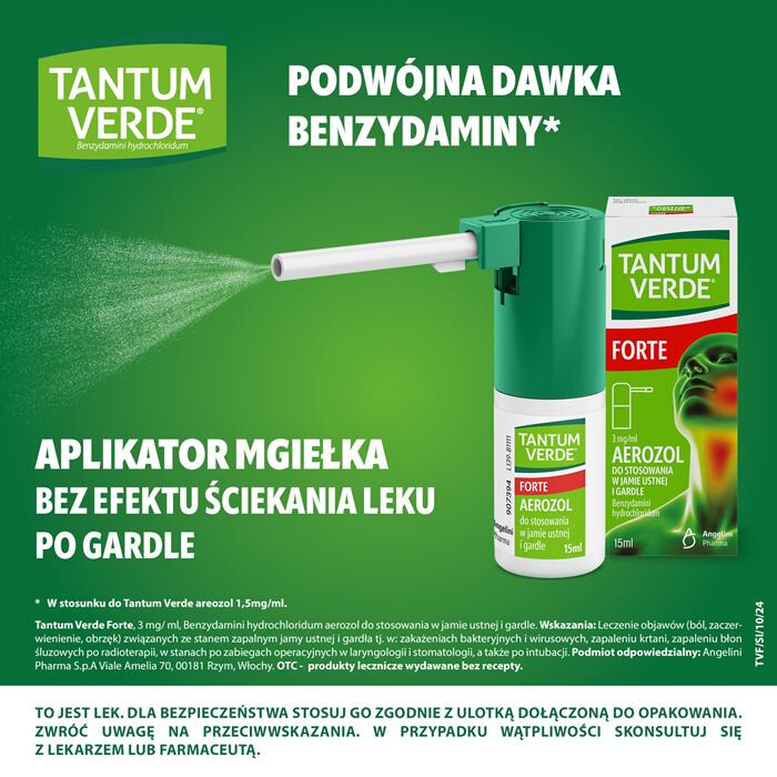 Tantum Verde Forte 3 mg/ml aerozol do stosowania w jamie ustnej i gardle 15 ml