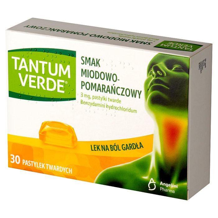Tantum Verde pastylki na ból gardła o smaku miodowo-pomarańczowym, 30 szt.