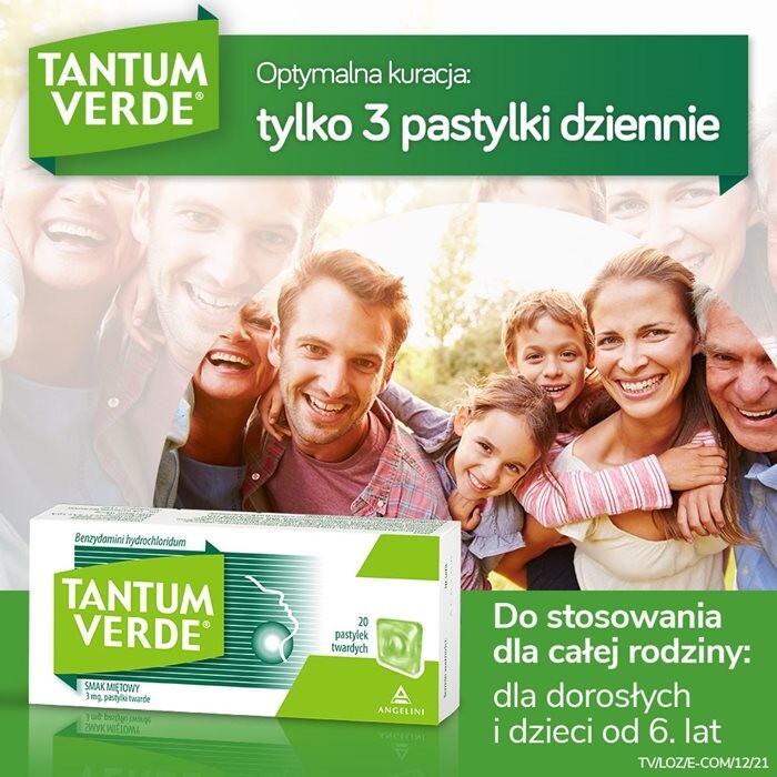 Tantum Verde smak miętowy 3 mg 20 pastylek do ssania
