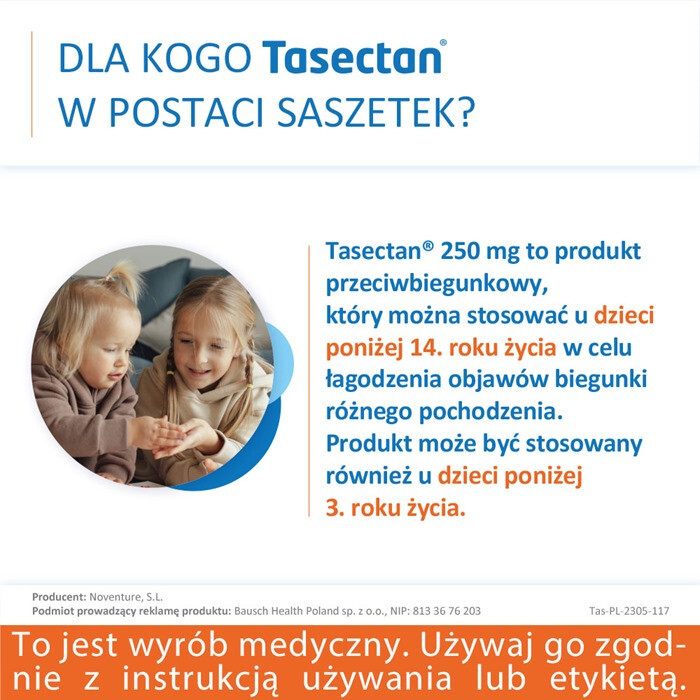 Tasectan 250 mg saszetki na biegunkę dla dzieci, 20 szt.