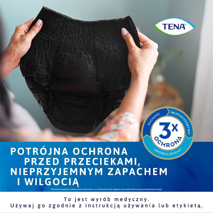 Tena Lady Pants Plus Black Majtki chłonne z wysokim stanem rozmiar L, 30 szt.