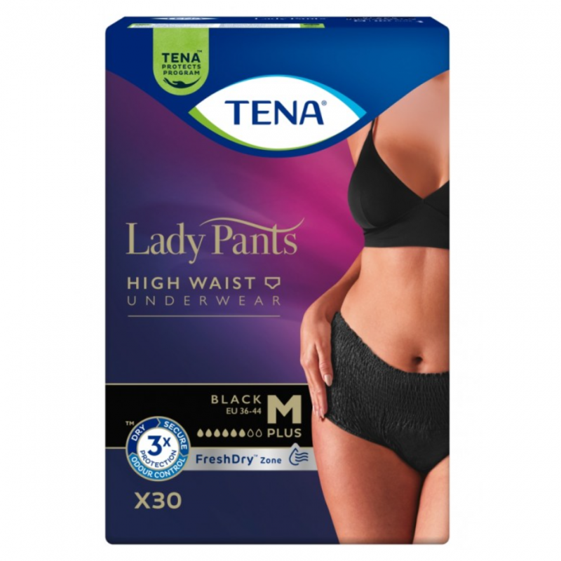 Tena Lady Pants Plus Black Majtki chłonne z wysokim stanem rozmiar M, 30 szt.