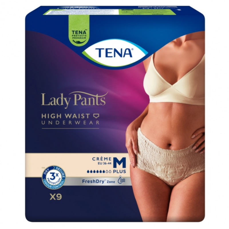 Tena Lady Pants Plus Creme Majtki chłonne z wysokim stanem rozmiar M, 9 szt.