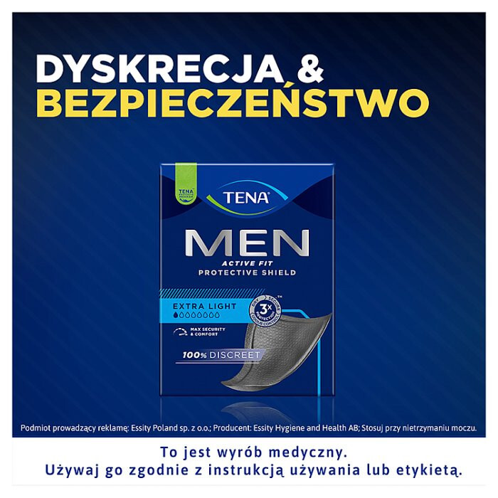 TENA MEN EXTRA LIGHT Wkłady anatomiczne dla mężczyzn 14 szt. / Nietrzymanie moczu