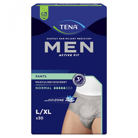 TENA Men Pants Normal Grey L/XL Majtki chłonne 30 szt.