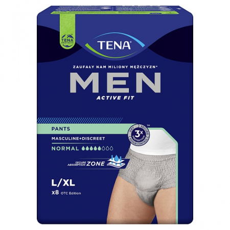 TENA Men Pants Normal Grey L/XL Majtki chłonne 8 szt.
