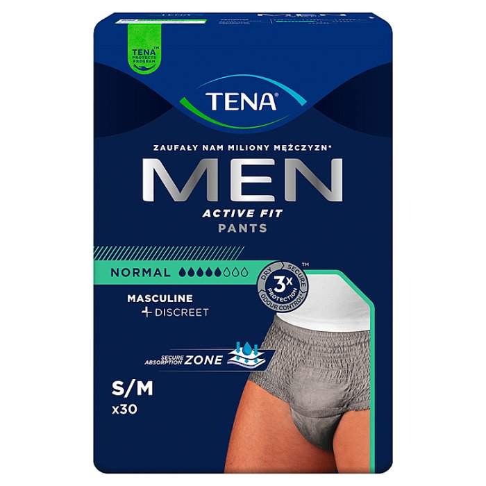 TENA Men Pants Normal Grey S/M Majtki chłonne 30 szt.