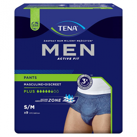 TENA MEN PANTS PLUS M majtki chłonne 9 szt.