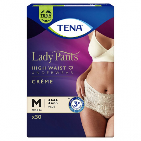 TENA PANTS LADY PLUS cream Majtki chłonne roz. M 30 szt.
