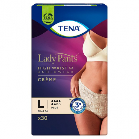 TENA PANTS LADY PLUS CREME MAJTKI CHŁONNE ROZ. L 30 szt.
