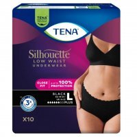 Tena Silhouette Lady Pants Plus Black Majtki chłonne z niskim stanem rozmiar L, 10 szt.