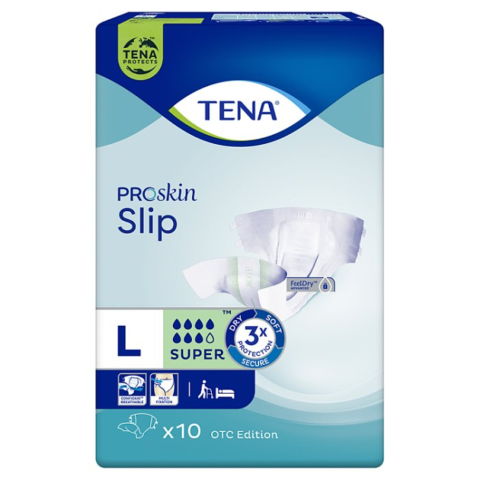 TENA SLIP PROSKIN SUPER L pieluchomajtki, 10 sztuk