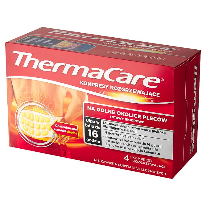 ThermaCare kompresy rozgrzewające na dolne okolice pleców i stawy biodrowe 4 szt.