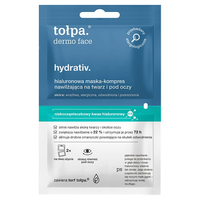 Tołpa Hydrativ Nawilżająca Maskakomres na twarz szyję i pod oczy, 2 x 10 ml