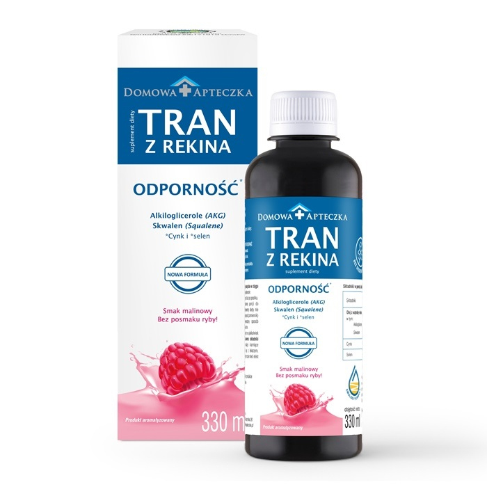 Tran z rekina o smaku malinowym, 330 ml