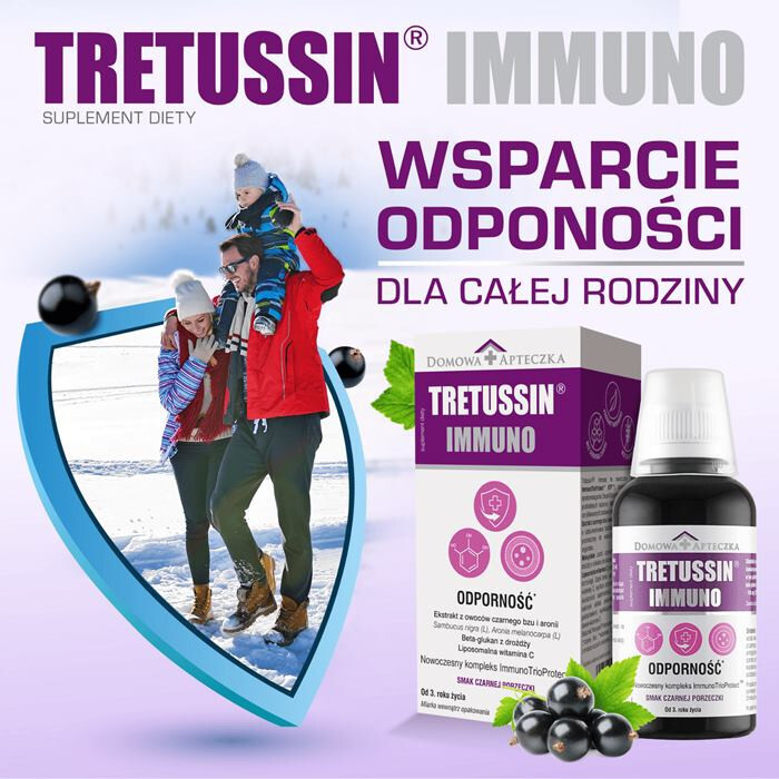 Tretussin Immuno płyn o smaku czarnej porzeczki, 150 ml
