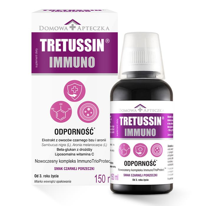 Tretussin Immuno płyn o smaku czarnej porzeczki, 150 ml