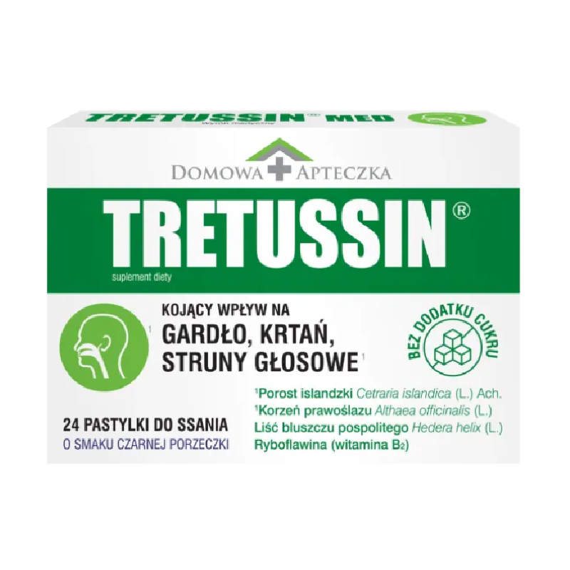Tretussin pastylki do ssania o smaku czarnej porzeczki, 24 szt.