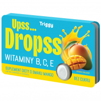 Triggy Upss... Drops Pastylki do ssania z witaminami B, C i E o smaku mango, 15 szt.