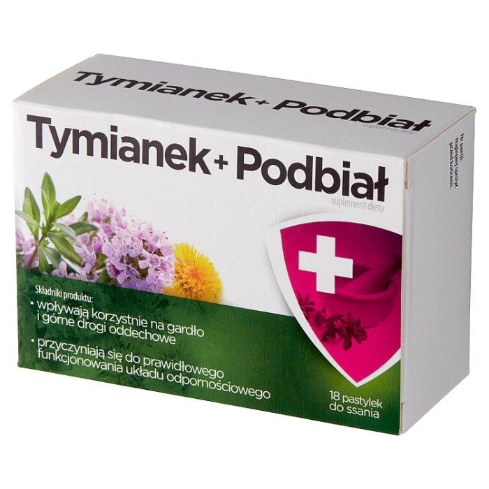 Tymianek + Podbiał pastylki do ssania, 18 szt.
