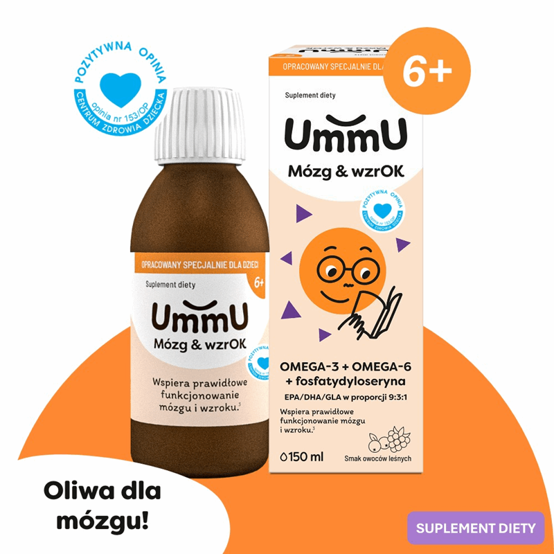 UmmU Mózg & Wzrok 6+ płyn o smaku owoców leśnych, 150 ml
