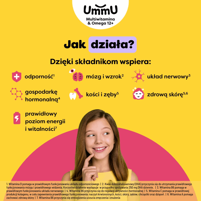 Ummu Multiwitamina & Omega 12+ pastylki żelowe do rozgryzania i żucia, 27 szt.