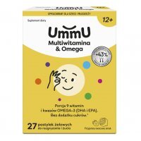 Ummu Multiwitamina & Omega 12+ pastylki żelowe do rozgryzania i żucia, 27 szt.