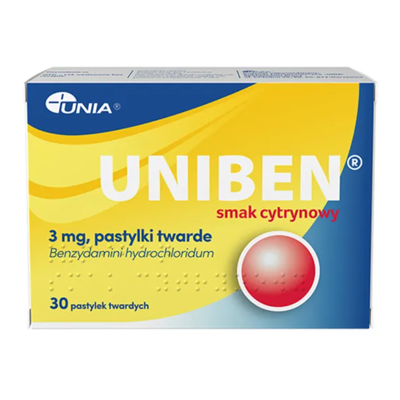 Uniben 3 mg pastylki twarde o smaku cytrynowym, 30 szt.