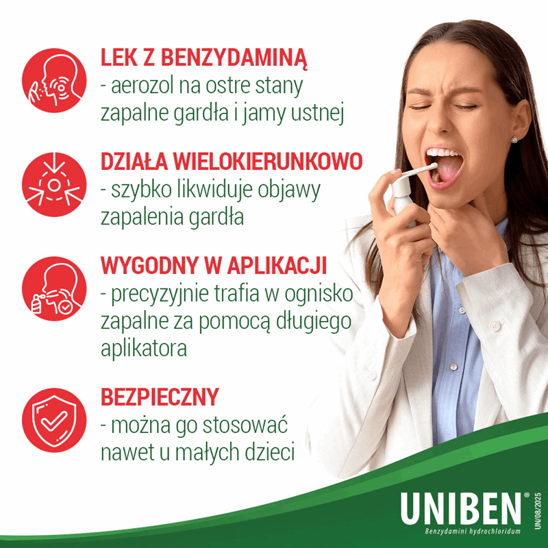 Uniben 1,5 mg/ml aerozol do stosowania w jamie ustnej, 30 ml