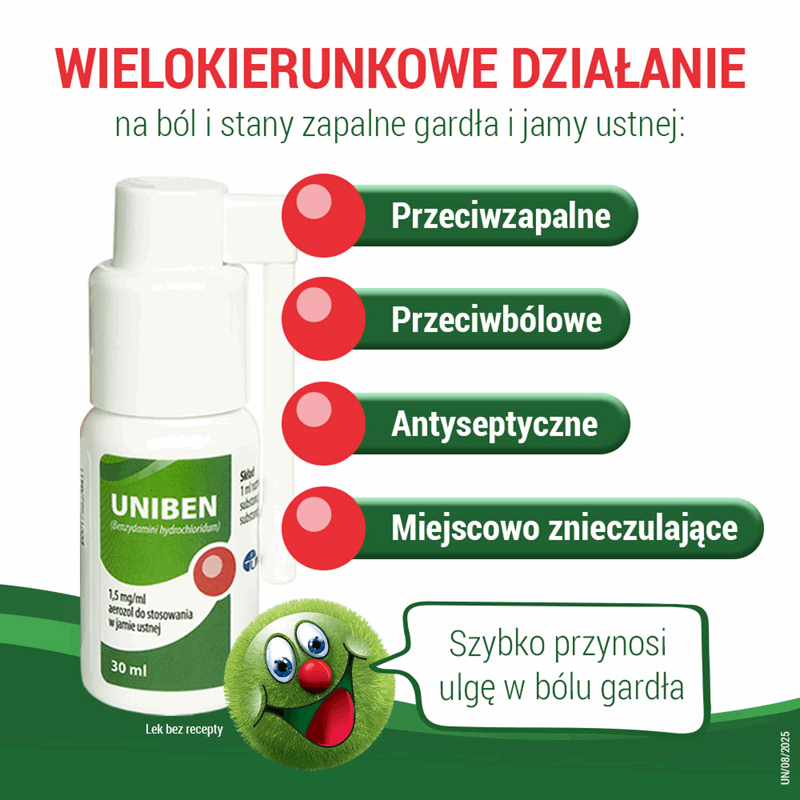 Uniben 1,5 mg/ml aerozol do stosowania w jamie ustnej, 30 ml