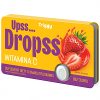 Triggy Upss... Drops Pastylki do ssania z witaminą C o smaku truskawkowym, 15 szt.